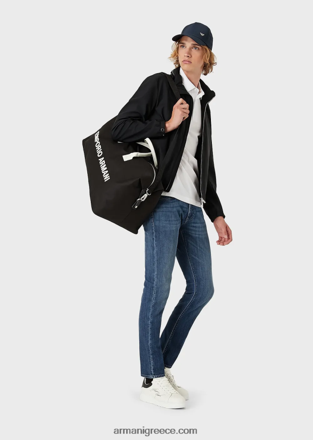 άνδρες Armani ζέρσεϊ πόλο μπλουζάκι tencel-blend με μικροαετό 4046R61566 άσπρο