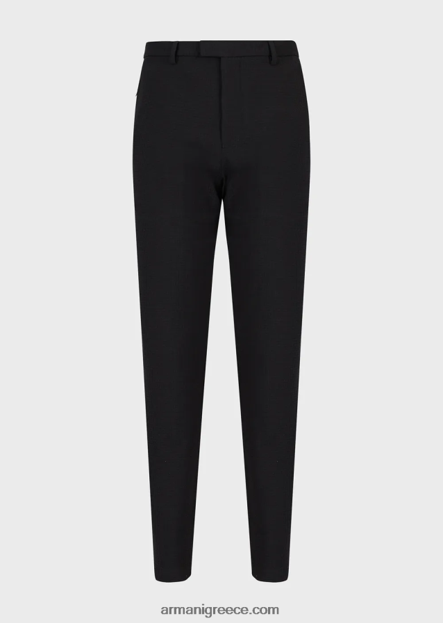 άνδρες Armani παντελόνι σε 3d ελαστικό τεχνικό μαλλί 4046R61449 μαύρος