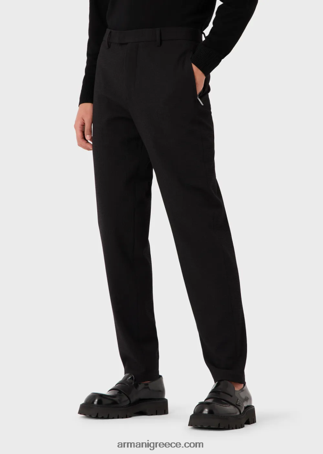 άνδρες Armani παντελόνι σε 3d ελαστικό τεχνικό μαλλί 4046R61449 μαύρος