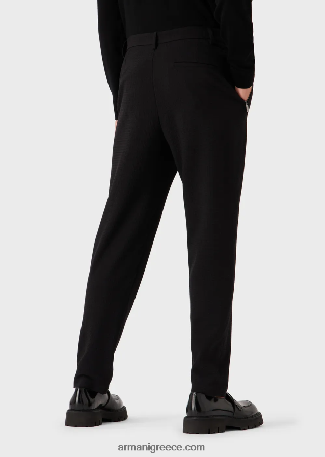 άνδρες Armani παντελόνι σε 3d ελαστικό τεχνικό μαλλί 4046R61449 μαύρος