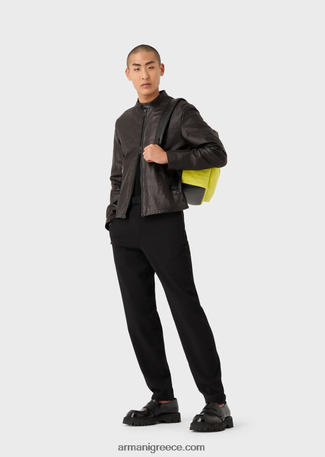 άνδρες Armani παντελόνι σε 3d ελαστικό τεχνικό μαλλί 4046R61449 μαύρος