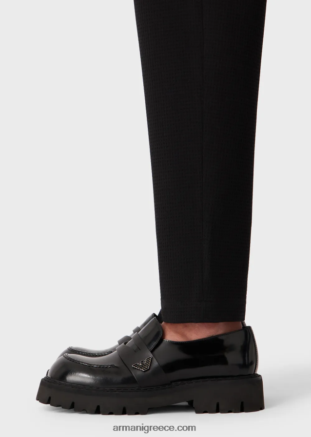 άνδρες Armani παντελόνι σε 3d ελαστικό τεχνικό μαλλί 4046R61449 μαύρος