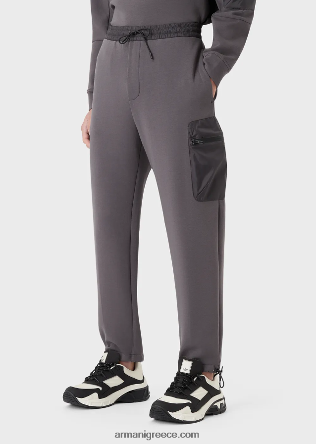 άνδρες Armani απαραίτητα για ταξίδια τζόγκερ με διπλό ζέρσεϊ 4046R61383 σκούρο γκρίζο
