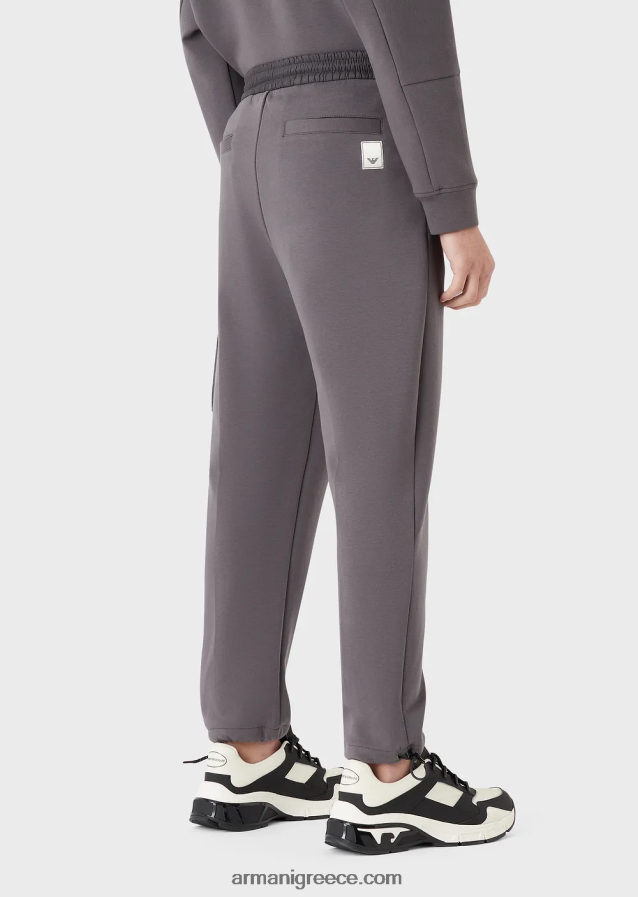άνδρες Armani απαραίτητα για ταξίδια τζόγκερ με διπλό ζέρσεϊ 4046R61383 σκούρο γκρίζο