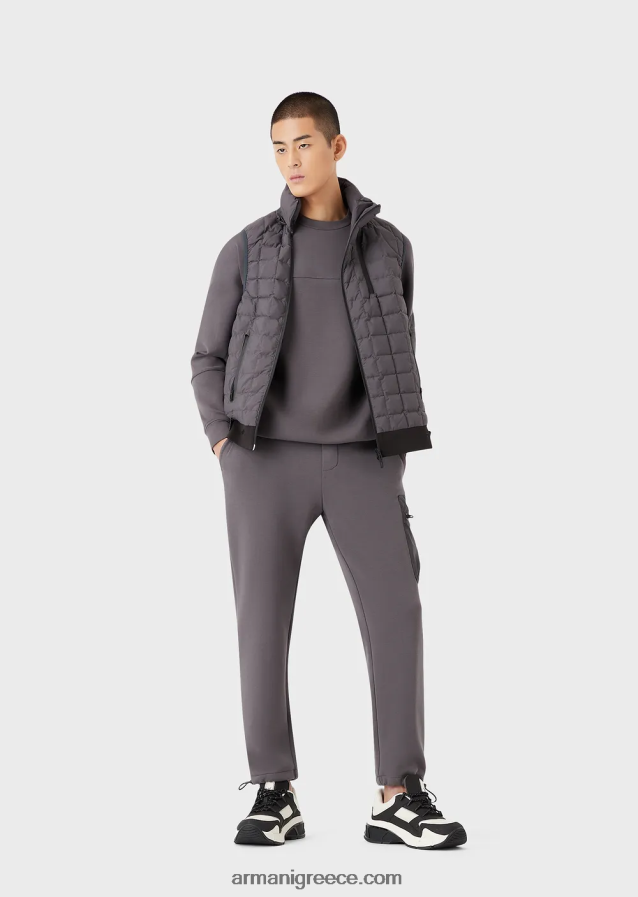 άνδρες Armani απαραίτητα για ταξίδια τζόγκερ με διπλό ζέρσεϊ 4046R61383 σκούρο γκρίζο