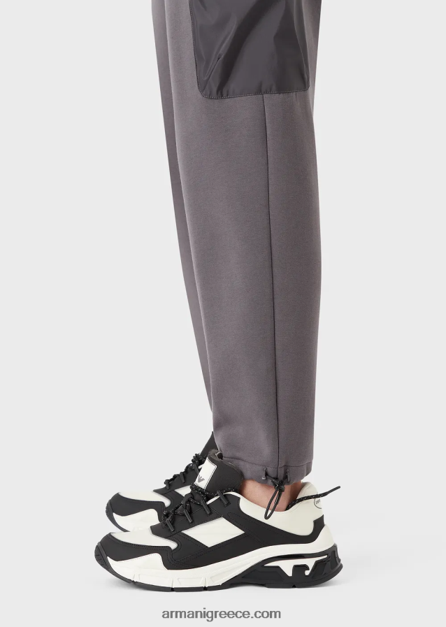 άνδρες Armani απαραίτητα για ταξίδια τζόγκερ με διπλό ζέρσεϊ 4046R61383 σκούρο γκρίζο