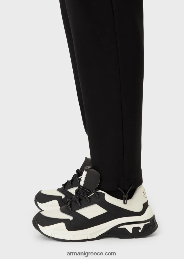 άνδρες Armani απαραίτητα για ταξίδια τζόγκερ με διπλό ζέρσεϊ 4046R61384 μαύρος