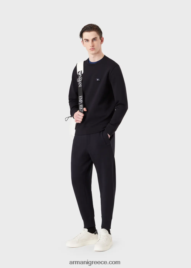 άνδρες Armani τζόγκερ με διπλή φανέλα 4046R61390 ναυτικό μπλε