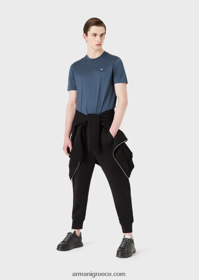 άνδρες Armani τζόγκερ με διπλή φανέλα 4046R61392 μαύρος