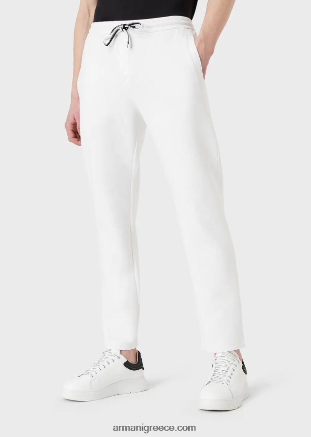 άνδρες Armani τζόγκερ με διπλό ζέρσεϊ με τσέπη 4046R61394 άσπρο