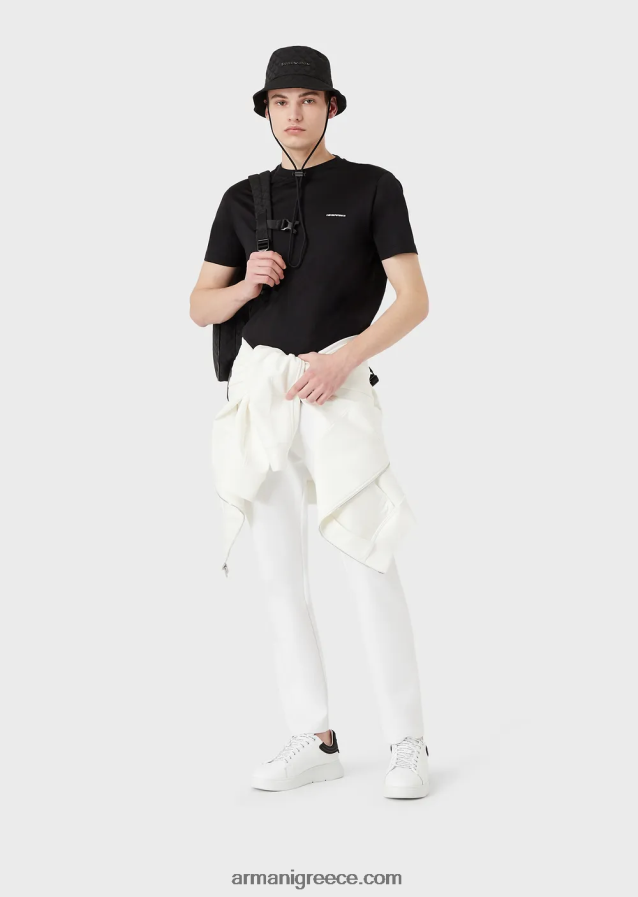 άνδρες Armani τζόγκερ με διπλό ζέρσεϊ με τσέπη 4046R61394 άσπρο