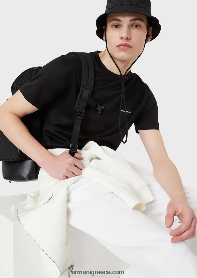 άνδρες Armani τζόγκερ με διπλό ζέρσεϊ με τσέπη 4046R61394 άσπρο