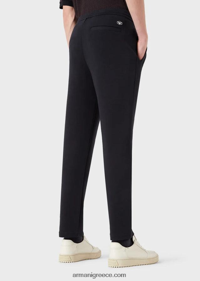 άνδρες Armani τζόγκερ με διπλό ζέρσεϊ με τσέπη 4046R61396 ναυτικό μπλε