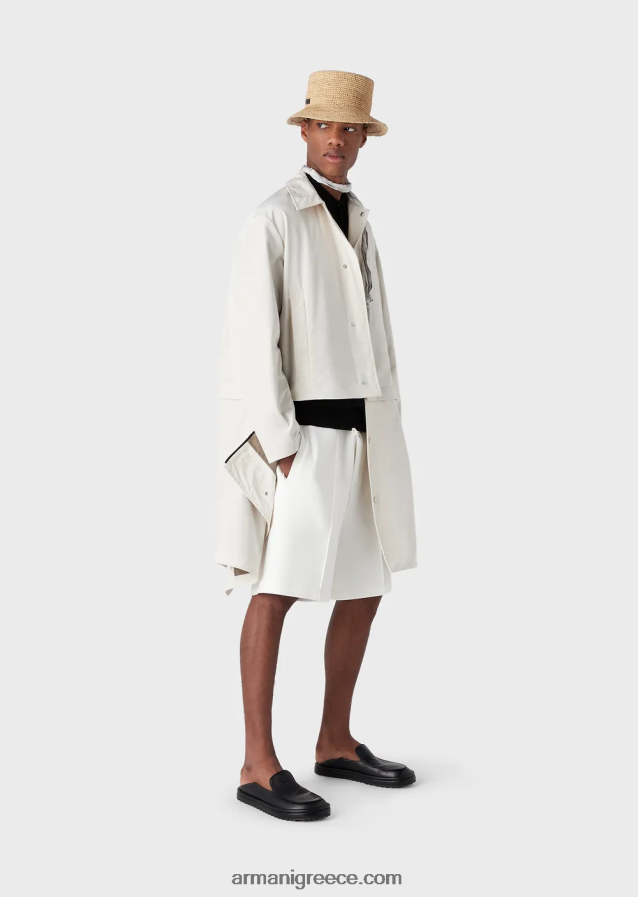 άνδρες Armani παντελόνι διπλό ζέρσεϊ με κορδόνι περίσφιξης και λογότυπο στη μέση 4046R61401 άσπρο