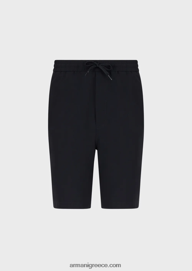 άνδρες Armani τεχνικό νάιλον παντελόνι ελαστικό διπλής κατεύθυνσης με ελαστικές μανσέτες 4046R61402 ναυτικό μπλε