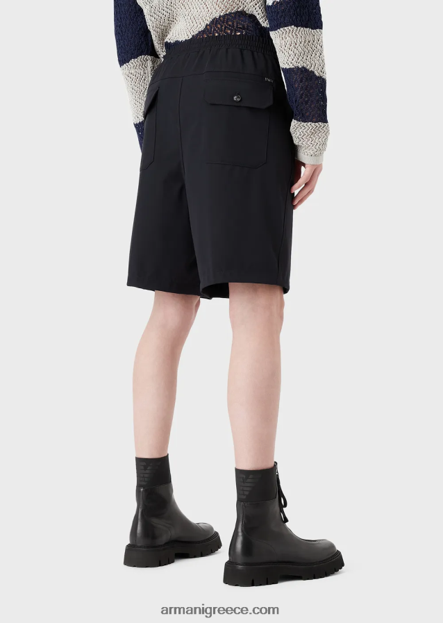 άνδρες Armani τεχνικό νάιλον παντελόνι ελαστικό διπλής κατεύθυνσης με ελαστικές μανσέτες 4046R61402 ναυτικό μπλε