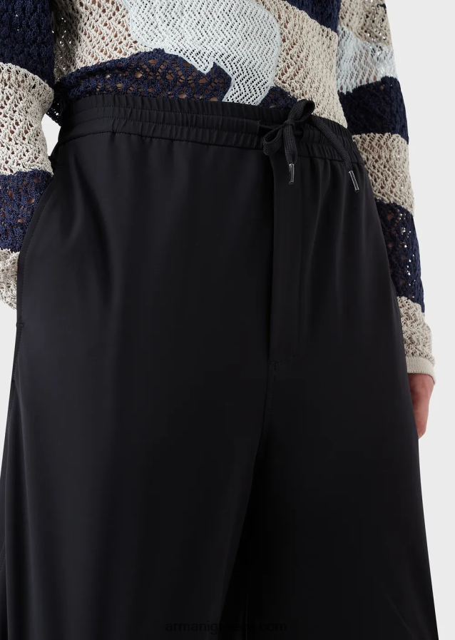 άνδρες Armani τεχνικό νάιλον παντελόνι ελαστικό διπλής κατεύθυνσης με ελαστικές μανσέτες 4046R61402 ναυτικό μπλε