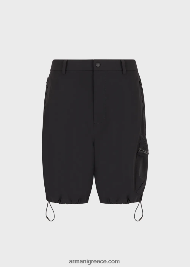 άνδρες Armani αδιάβροχο, αμφίδρομο ελαστικό τεχνικό σορτς από νάιλον 4046R61403 μαύρος