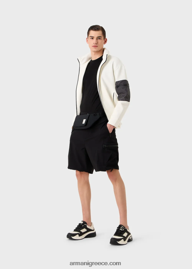 άνδρες Armani αδιάβροχο, αμφίδρομο ελαστικό τεχνικό σορτς από νάιλον 4046R61403 μαύρος