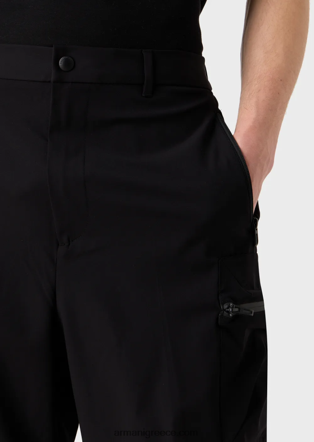 άνδρες Armani αδιάβροχο, αμφίδρομο ελαστικό τεχνικό σορτς από νάιλον 4046R61403 μαύρος