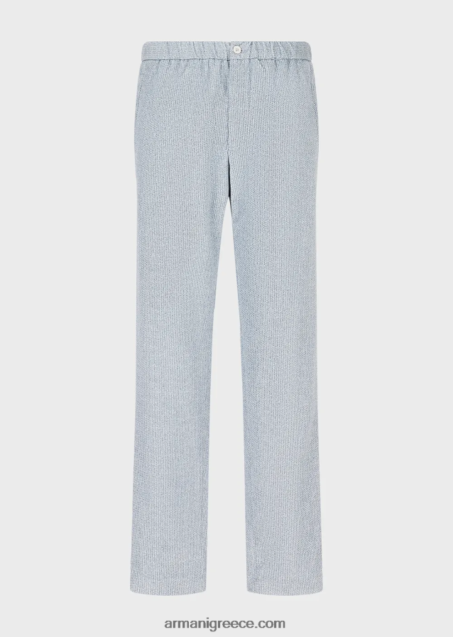 άνδρες Armani Βελούδινο παντελόνι με εμπριμέ τζιν με ελαστική μέση 4046R61408 γαλανός