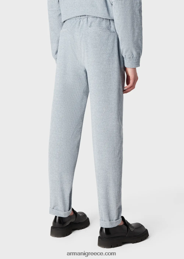 άνδρες Armani Βελούδινο παντελόνι με εμπριμέ τζιν με ελαστική μέση 4046R61408 γαλανός