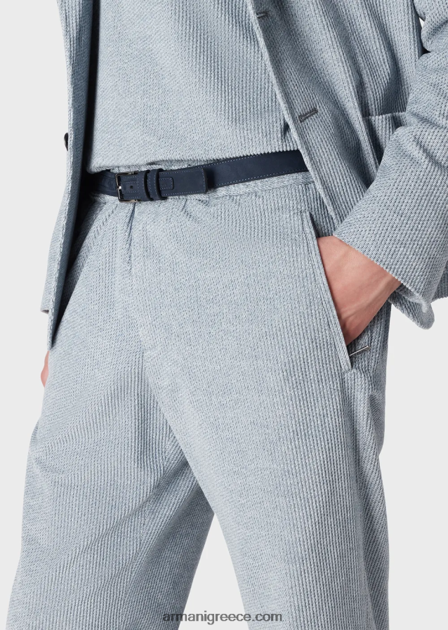 άνδρες Armani Βελούδινο παντελόνι με εμπριμέ τζιν με ελαστική μέση 4046R61408 γαλανός