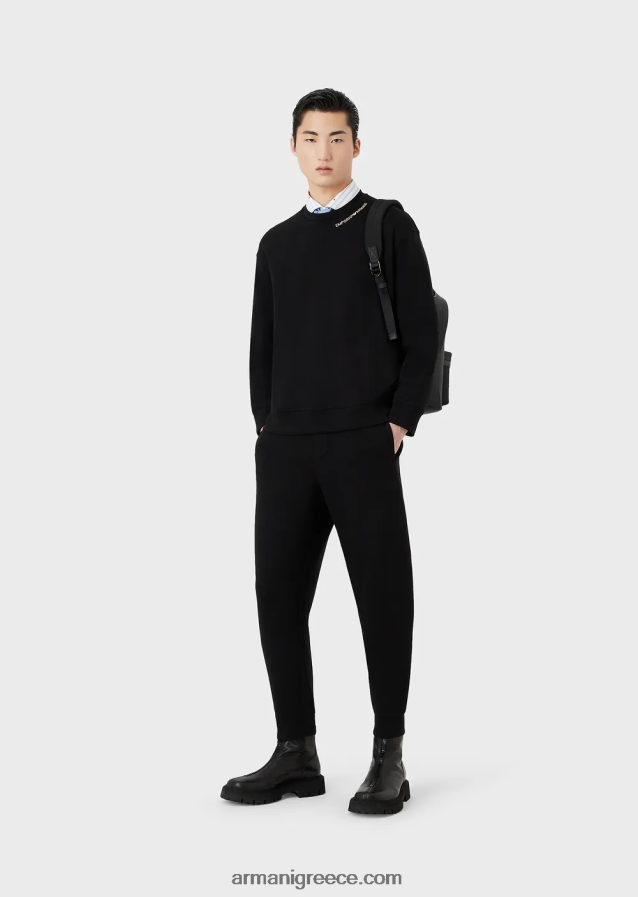 άνδρες Armani τζόγκερ με διπλή φανέλα 4046R61417 μαύρος