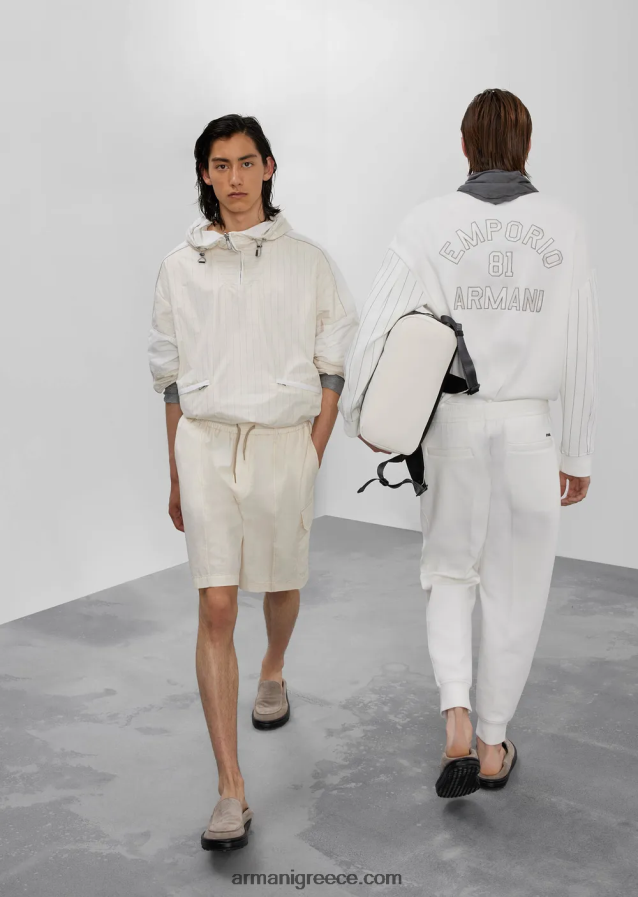 άνδρες Armani τζόγκερ με διπλή φανέλα 4046R61418 άσπρο