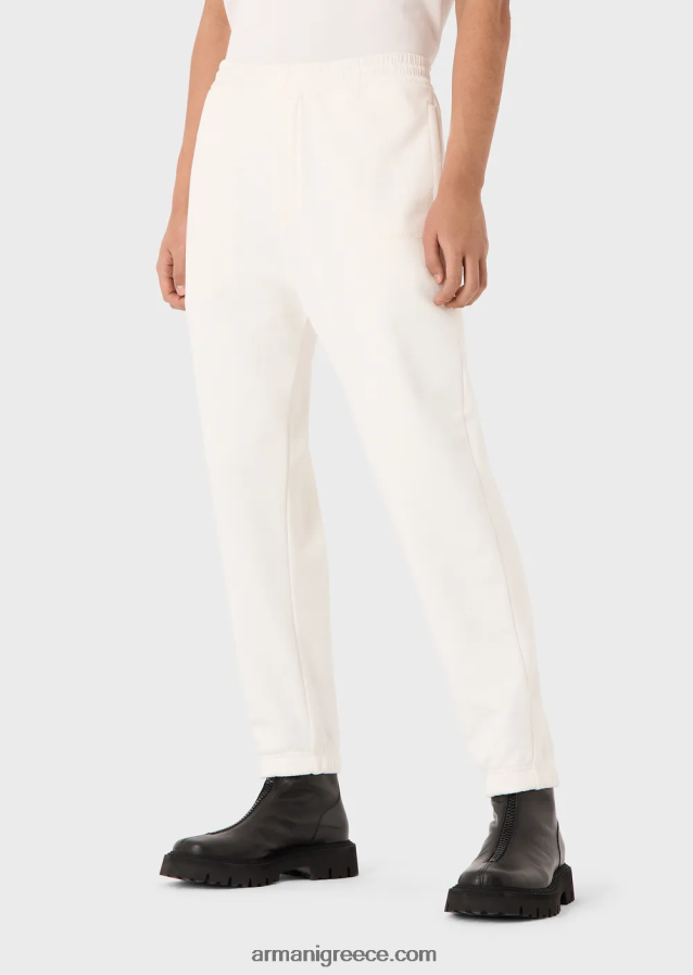 άνδρες Armani τζόκερ με βαριά ζέρσεϊ με τολμηρό λαστιχένιο λογότυπο 4046R61422 άσπρο