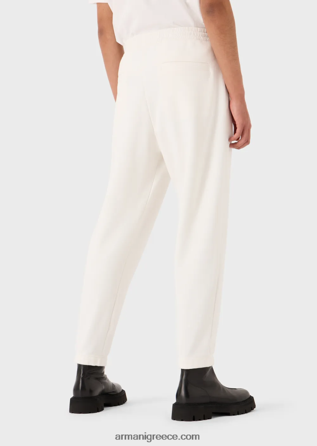 άνδρες Armani τζόκερ με βαριά ζέρσεϊ με τολμηρό λαστιχένιο λογότυπο 4046R61422 άσπρο