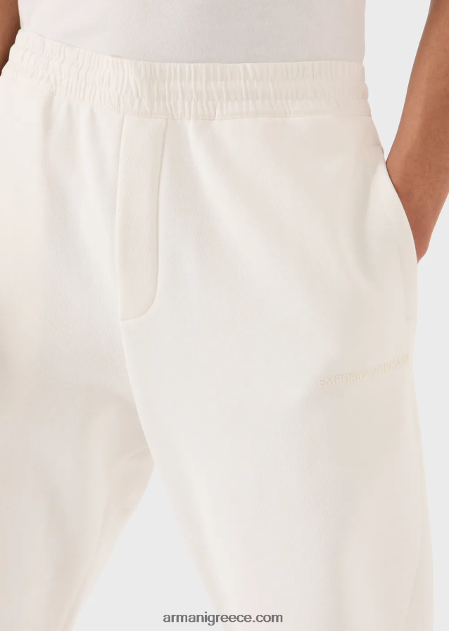 άνδρες Armani τζόκερ με βαριά ζέρσεϊ με τολμηρό λαστιχένιο λογότυπο 4046R61422 άσπρο