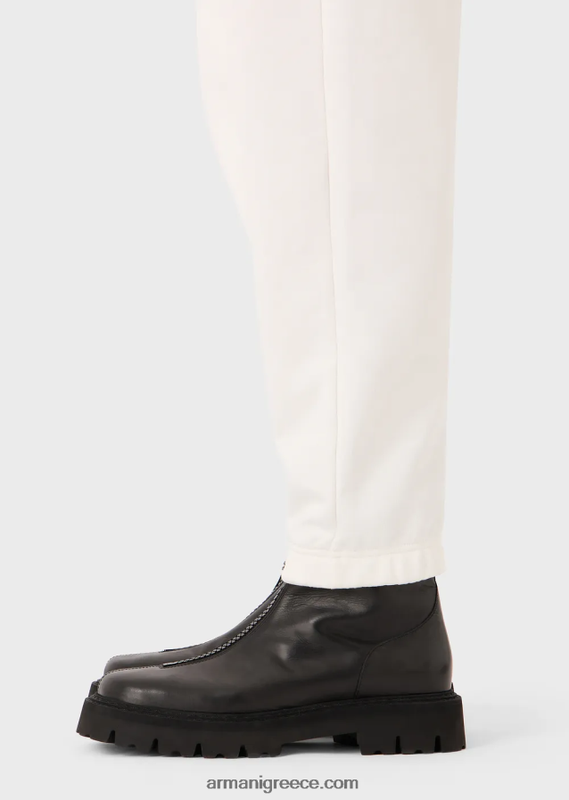 άνδρες Armani τζόκερ με βαριά ζέρσεϊ με τολμηρό λαστιχένιο λογότυπο 4046R61422 άσπρο