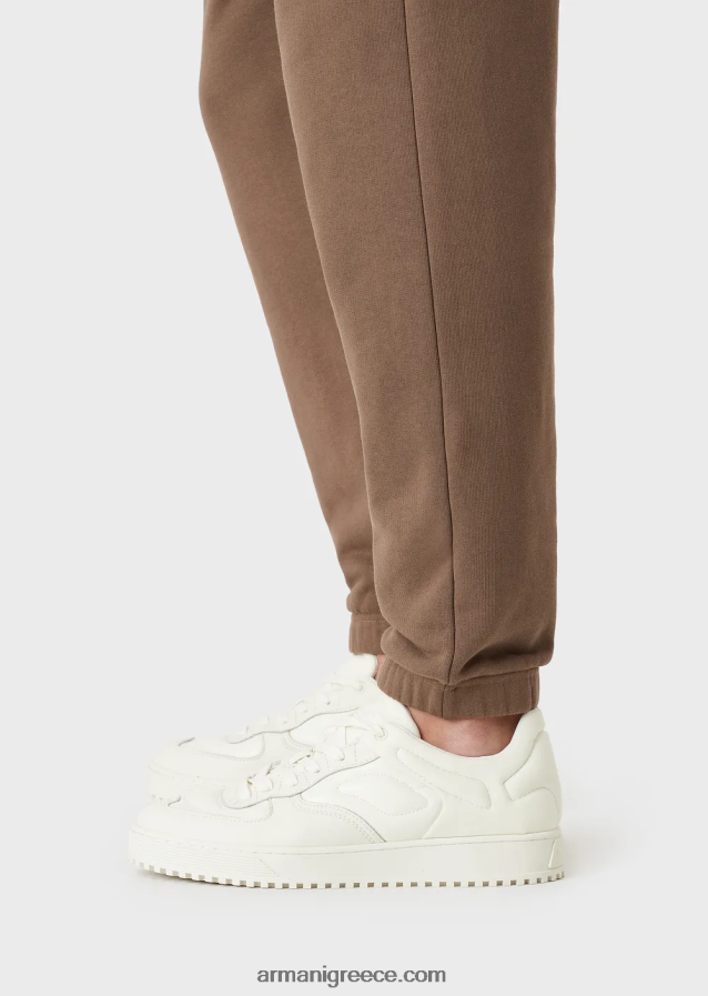 άνδρες Armani τζόκερ με βαριά ζέρσεϊ με τολμηρό λαστιχένιο λογότυπο 4046R61423 καφέ