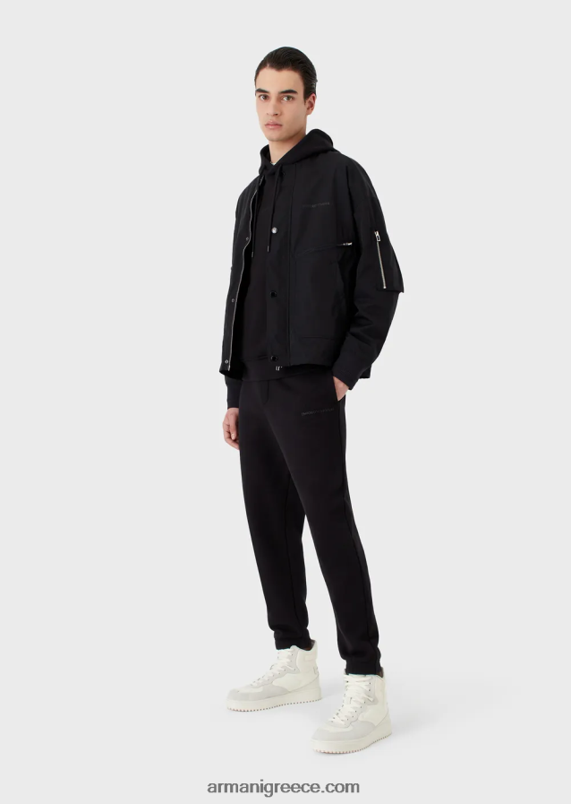 άνδρες Armani τζόκερ με βαριά ζέρσεϊ με τολμηρό λαστιχένιο λογότυπο 4046R61424 ναυτικό μπλε