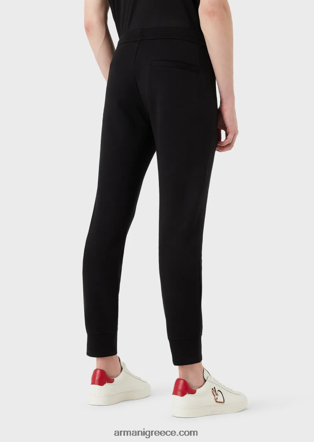 άνδρες Armani τζόγκερ με διπλό ζέρσεϊ με κεντήματα κουνελιών 4046R61447 μαύρος