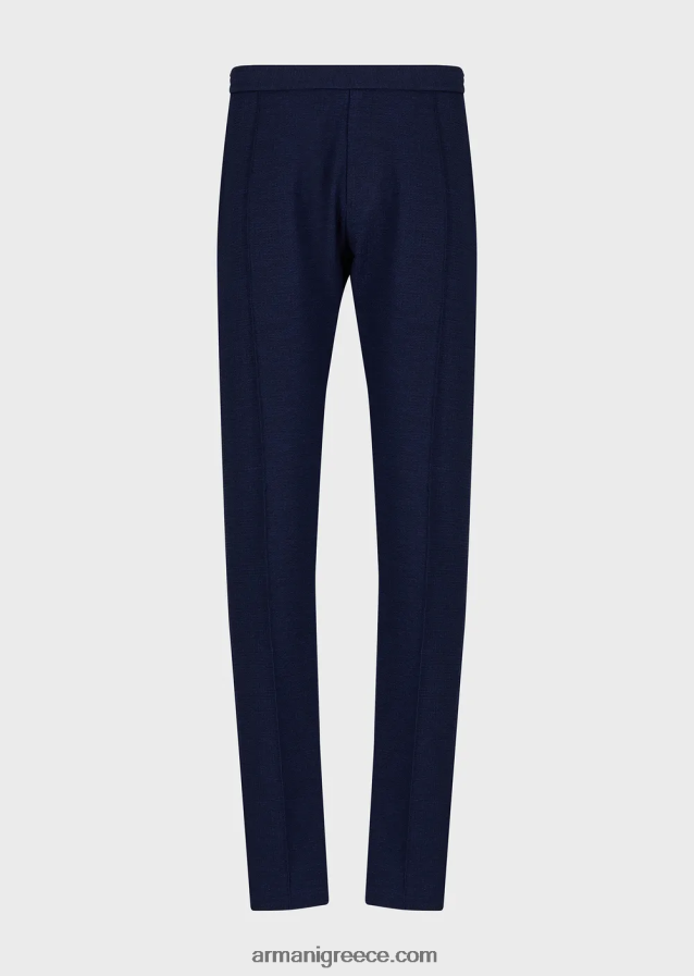 άνδρες Armani εμπριμέ τεχνικό παντελόνι με ραβδώσεις με ελαστική μέση 4046R61473 μεσάνυχτα μπλε