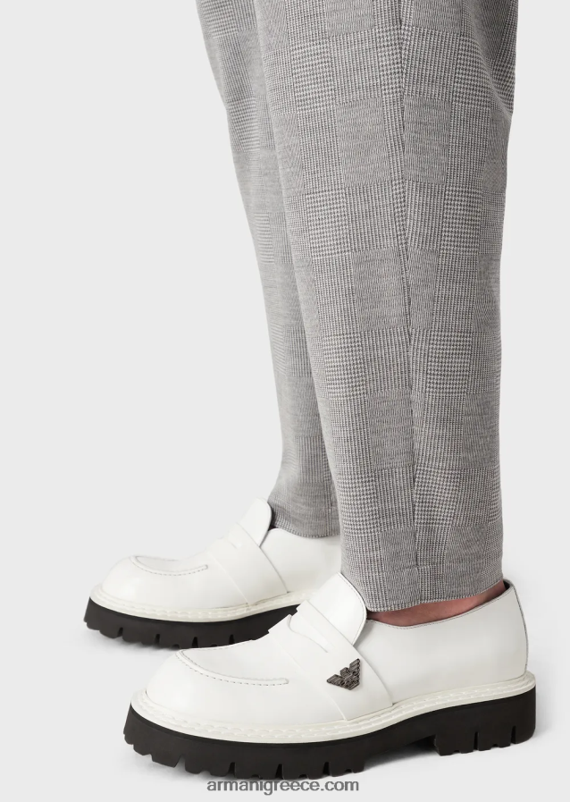 άνδρες Armani παντελόνι ζέρσεϊ από μαλλί ευκάλυπτος πρίγκιπας της Ουαλίας 4046R61486 γκρί