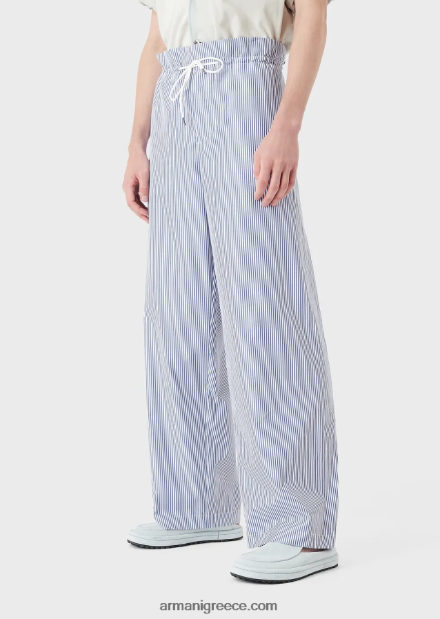 άνδρες Armani ριγέ παντελόνι με κορδόνι από ποπλίνα 4046R61489 ριγέ