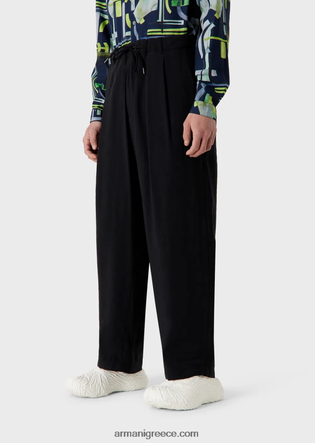 άνδρες Armani ροδακινί παντελόνι με κορδόνια περίσφιξης 4046R61493 μαύρος