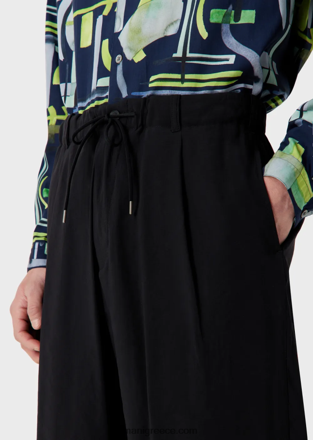 άνδρες Armani ροδακινί παντελόνι με κορδόνια περίσφιξης 4046R61493 μαύρος