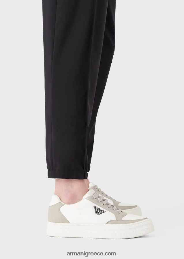 άνδρες Armani παντελόνι από φυσικό ελαστικό καμβά με ελαστικές μανσέτες 4046R61501 ναυτικό μπλε