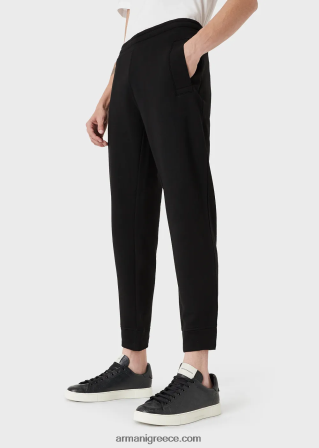 άνδρες Armani τζόγκερ από φλις ζέρσεϊ μοντάλ-χαρμάνι 4046R61508 μαύρος