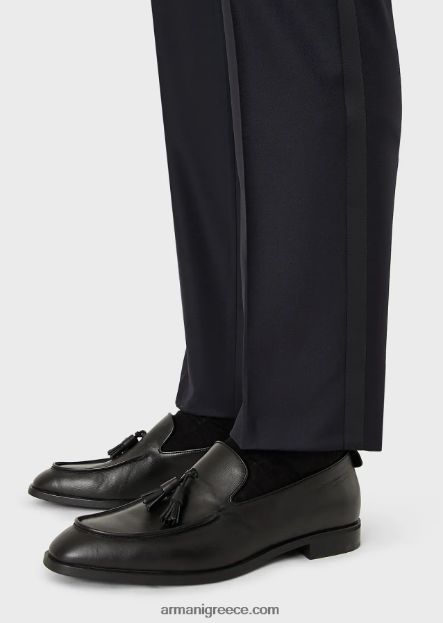 άνδρες Armani πενιέ παντελόνι από παρθένο μαλλί 4046R61512 ναυτικό μπλε