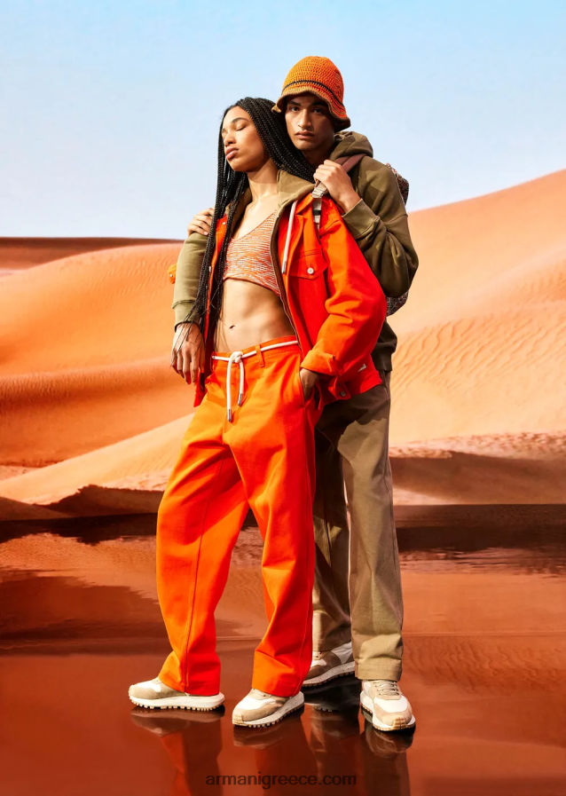 άνδρες Armani οργανικά παντελόνια ταύρου βιώσιμης συλλογής 4046R61514 καμήλα