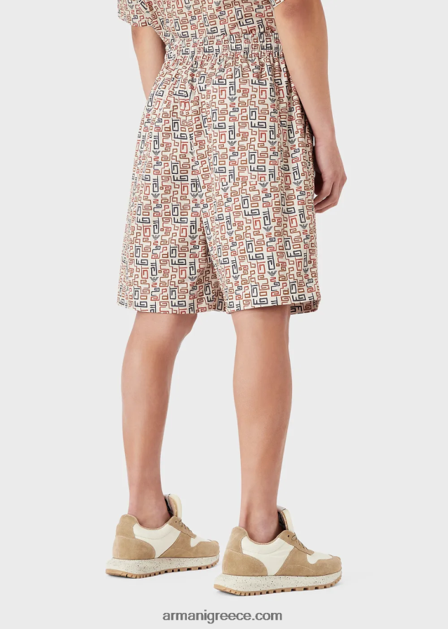 άνδρες Armani Βιώσιμη συλλογή, οργανικό σορτς με κορδόνια περίσφιξης με στάμπα σε όλο το μήκος 4046R61518 πρότυπο