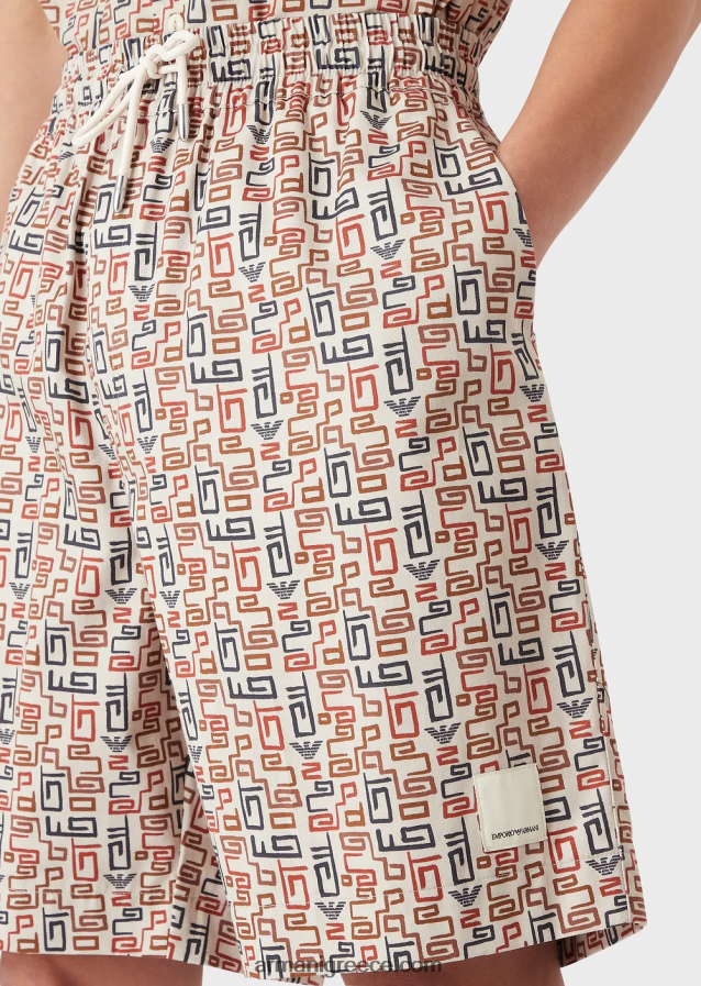 άνδρες Armani Βιώσιμη συλλογή, οργανικό σορτς με κορδόνια περίσφιξης με στάμπα σε όλο το μήκος 4046R61518 πρότυπο