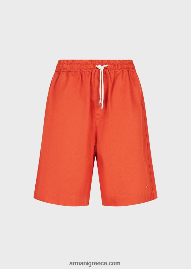 άνδρες Armani Σορτς σανίδας με κορδόνια περίσφιξης με οργανική συλλογή βιώσιμης συλλογής 4046R61519 το κόκκινο