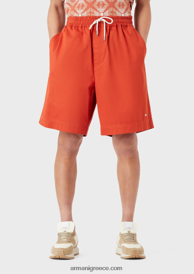 άνδρες Armani Σορτς σανίδας με κορδόνια περίσφιξης με οργανική συλλογή βιώσιμης συλλογής 4046R61519 το κόκκινο