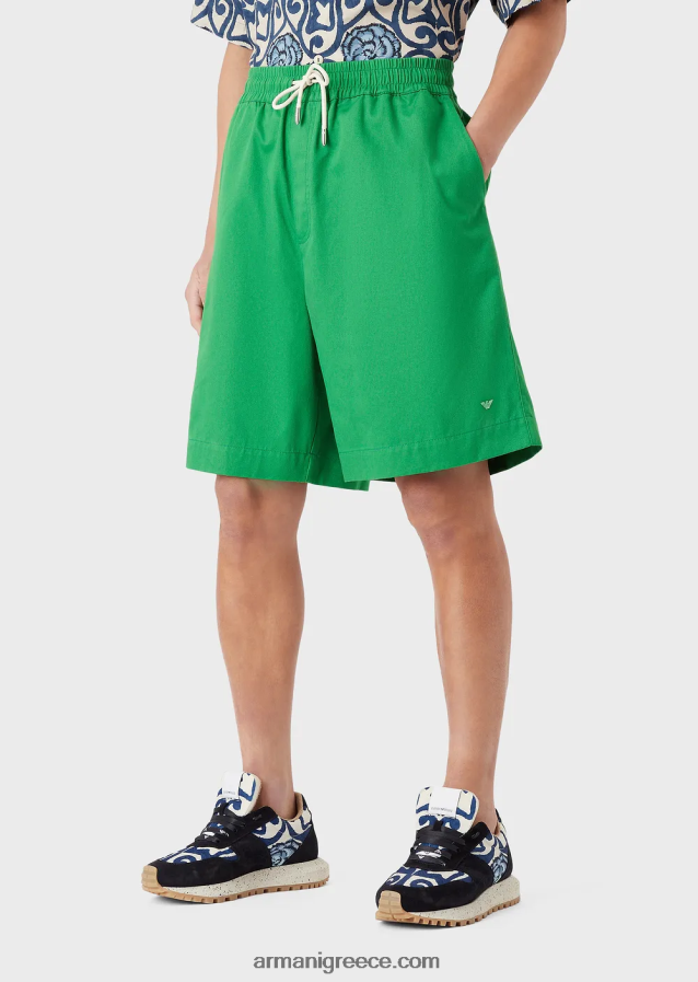 άνδρες Armani Σορτς σανίδας με κορδόνια περίσφιξης με οργανική συλλογή βιώσιμης συλλογής 4046R61522 μπλε